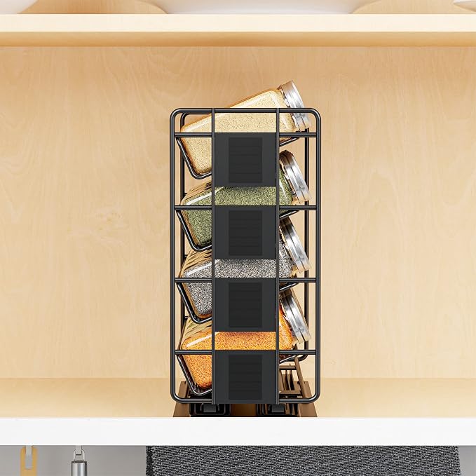 SpaceAid Pull Out Spice Rack Organizer with 20 Jars, Heavy Duty Slide Out Seasoning Organizer for Kitchen Cabinets, with 801 Labels and Chalk Marker, Right Facing - Image 5