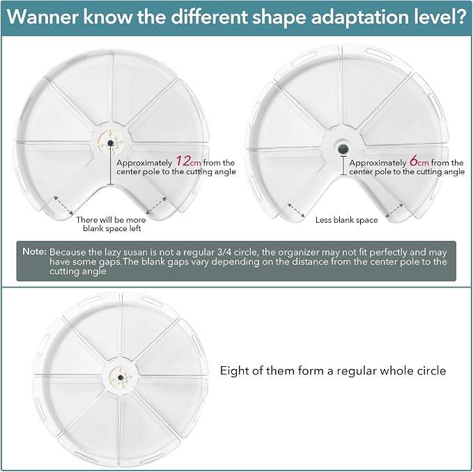 Oubonun Lazy Susan Organizers Set of 4, 10.2”x 9.4”x 4” Plastic Transparent Kitchen Cabinet Storage Bins with Handle, 4" Deep Container, 1/8 Wedge - Food Safe, without BPA - Image 6