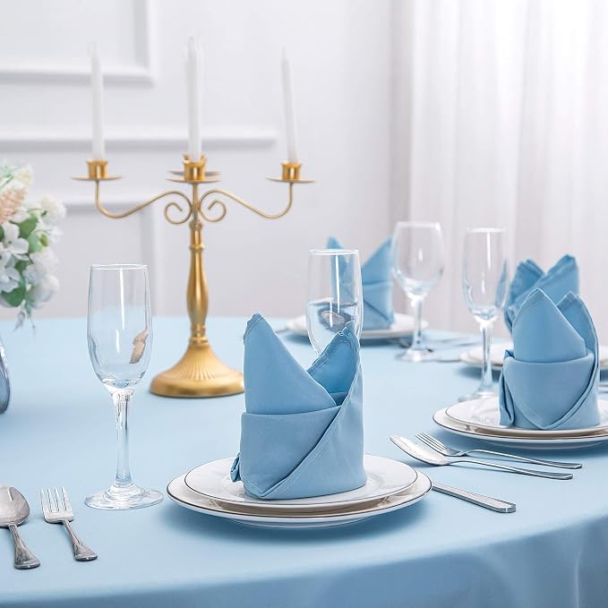 Cloth Napkins 17x17 inch Washable Polyester Dinner Napkins Soft Table Napkins for Wedding Party Dining Banquet(Blue Mist,25PCS) - Image 7