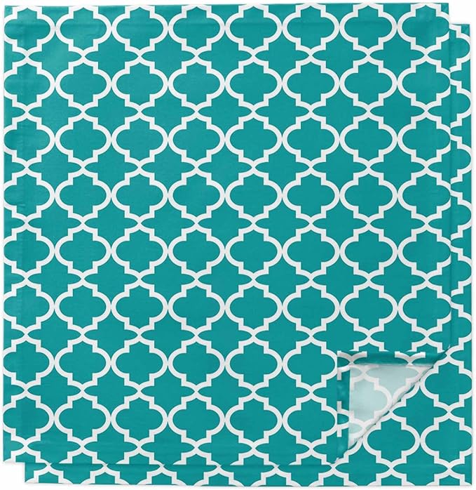 Cloth Napkins Set of 2-20x20 Inches, Teal Morocco Washable Reusable Table Napkins, Ethnic Boho Minimalist Abstract Geometric Soft & Absortbent Dining Napkin for Party Wedding Hotel Restaurant by Unknown