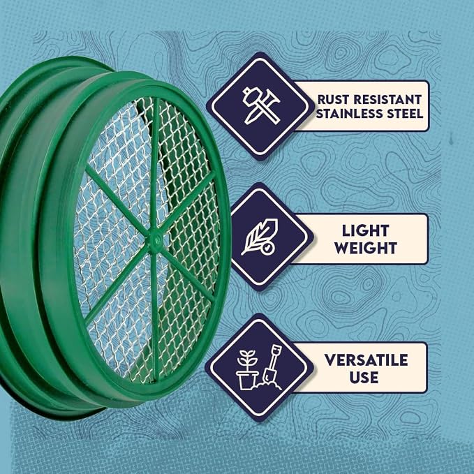 SE 13.25 Inch Wide Stackable Classifier Gold Prospecting Pan - 1/70 Inch Stainless Steel Mesh Sifting Pan, Green - Image 8