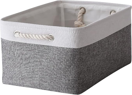 Organization and Storage Basket for Organizing- 16x12x8 inch 1 Pack Fabric Storage Cubes, Collapsible Storage Bins for Shelves Organizer Gift Closet Cloth Toy (White & Grey) by TheWarmHome