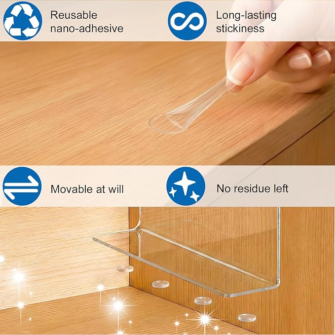 SortNStore Shelf Dividers Closet Organization: 12" Tall x 12" Deep (Taller) | Adhesive Separators Features Acrylic Material and LargeHandbags, Totes, Clothes, Towels in Bedroom Cabinets 8-Pack - Image 3