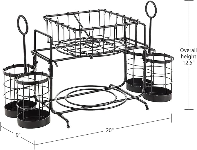 Metal Buffet Caddy Tabletop Organizer, Flatware Napkin and Plate Picnic Caddy Stackable Serving Set for Kitchen, Picnic, Camping, Party,Dining, Entertaining, Parties,Thanksgiving - Image 3