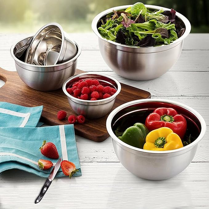 YBM Home Deep Professional Heavy Duty Quality Stainless Steel Mixing Bowls, 3 Quart, 5 Quart, 6.5 Quart and 10 Quart - Image 5