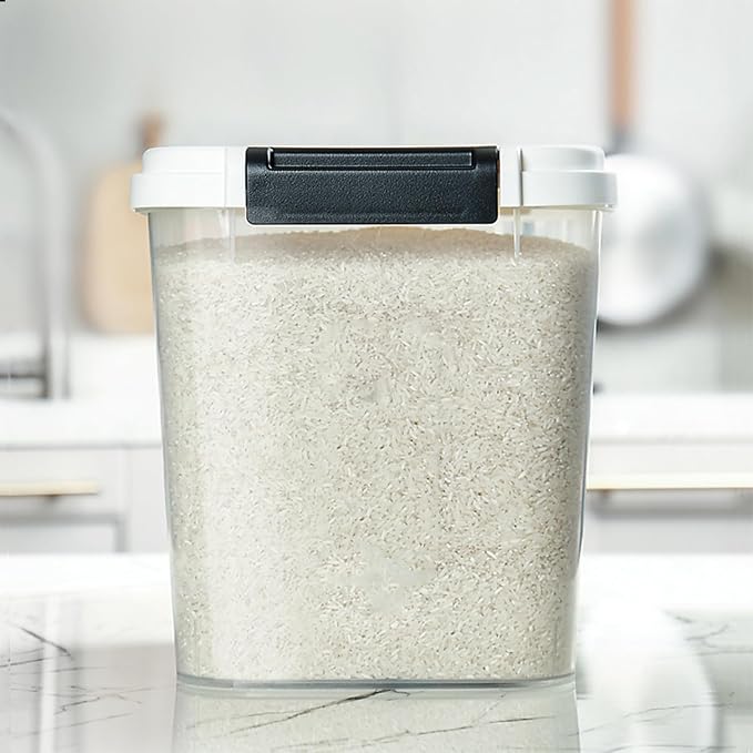 40 LB Rice Storage Container with Measuring Cup, BPA free, For Rice | Grain | Pet Food | Flour, 2 count, Clear & Black - Image 6