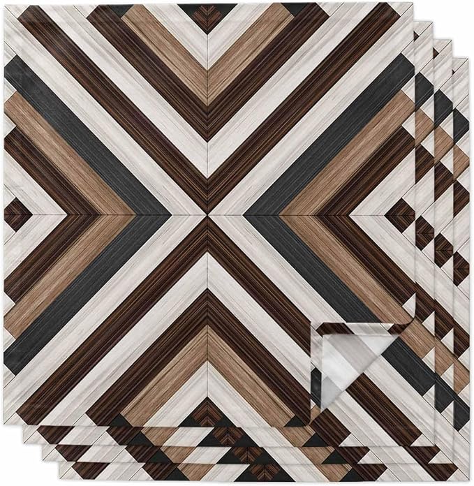 Kitchen Dinner Napkins Set of 4, Bohemian Western Cloth Napkins Reusable Washable Table Napkins for Weddings Cocktail Parties Holiday Table Decor 20x20 Inch Farmhouse Aztec Rustic Brown Black Grey by Unknown