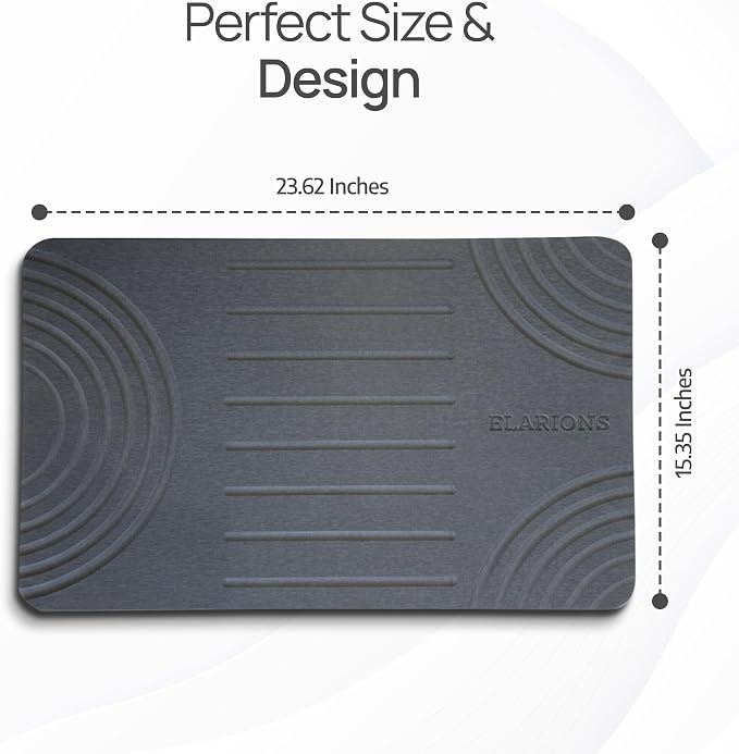 Large Diatomaceous Earth Stone Dish Drying Mat - 24" x 16" Quick Dry Non-Slip Food Grade Fast Absorbent Quartz-Enhanced Rapid Water Absorbing Countertop Mat For Dish Rack - Image 4
