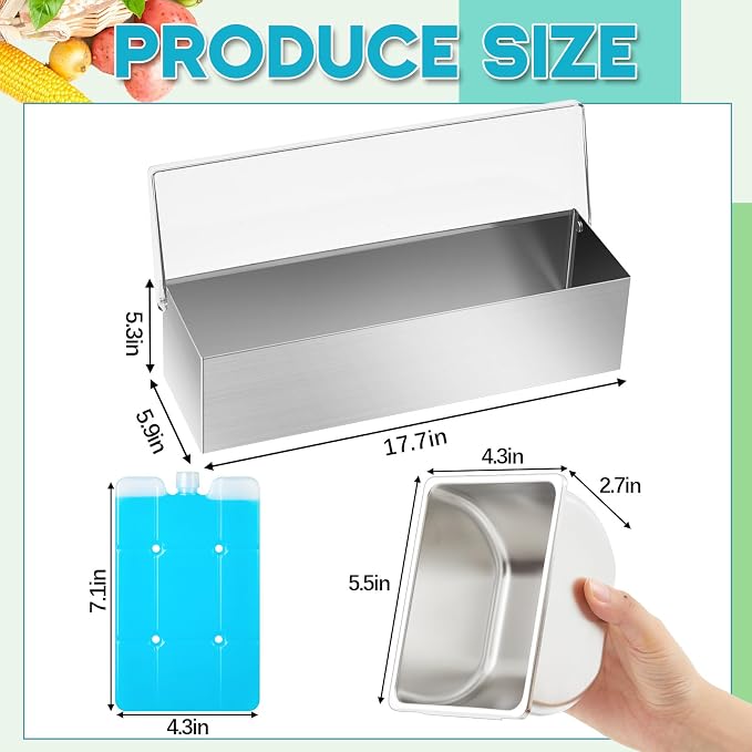 Boao 4 Slot Yakumi Pan Stainless Steel Condiment Tray Garnish Tray with 4 Ice Boxes Condiment Container with Lid for Spring Easter Party Hot Pot Sauce Station Bar Drink Topping Prep Station Supplies - Image 3