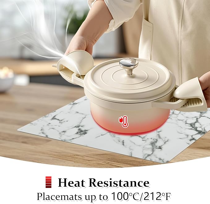FROMHEART Faux Leather PU Placemats Set of 6 (Marble,11.8" x 17") | Waterproof,Heat/Oil Stain-Resistant Table Mat–Reversible,Non-Slip,Easy to Clean Place Mats for Kitchen,Dining,Indoor/Outdoor - Image 5