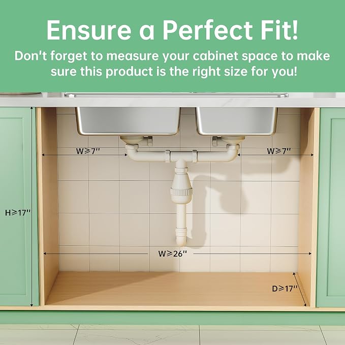 3-Tier Under Sink Organizer, Pull Out Cabinet Organizer for Kitchen & Bath | Height Adjustable, Heavy Duty Carbon Steel Holds 60 lbs, Rust-Proof Fits Kitchen Cabinet, Bathroom, Pantry & Laundry - Image 3