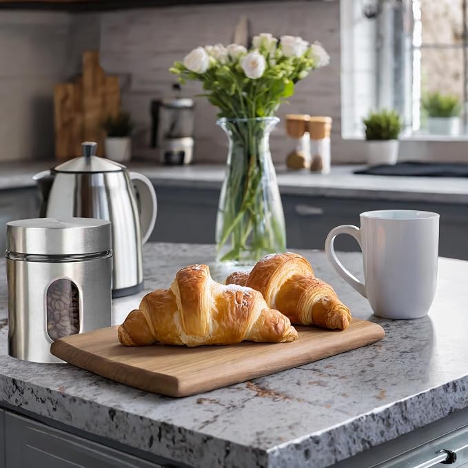 Kitchen Canisters By Home Basics | Retro-Styled For Kitchen Counter | Stainless Steel and Glass | With See-Through Windows (Silver), 4 Pieces, For Flour, Coffee, Sugar, and Dry Ingredients - Image 3
