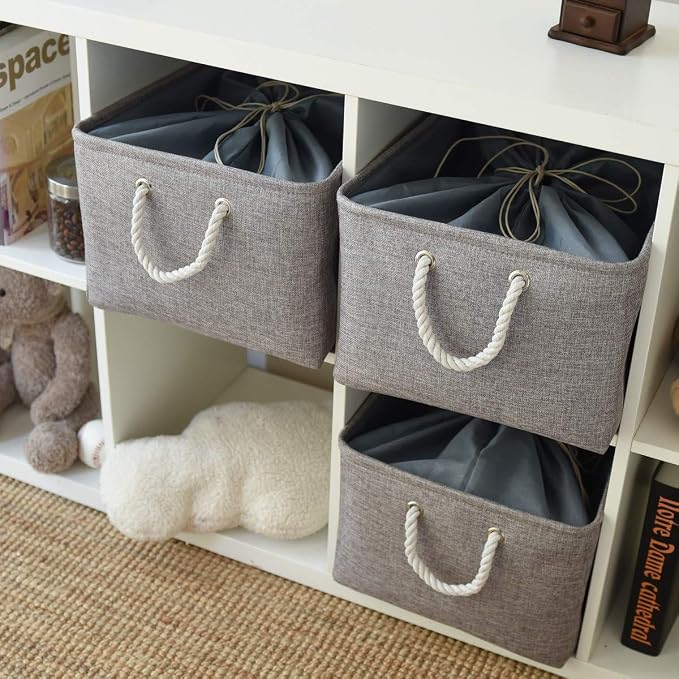 Fabric Storage Bins Baskets for Organizing, Large Sturdy Storage Basket W/Handles, Decorative Foldable Storage Baskets for Shelves Closet Nursery Toy (X Large - 3 Pack 17.7L×13.8W×9.8H) - Image 4