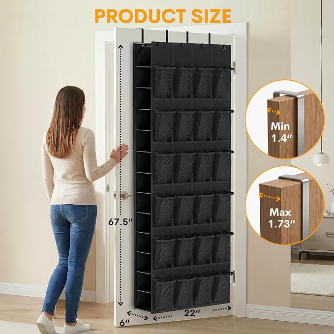 40-50 Pairs Over the Door Shoe Organizer, Large Double-Sided Pockets Hanging Shoe Rack, Space-Saving Closet Door Organizer Fits Boots,Sneakers or Larger Shoes,Shoe Storage for Bedroom, Closet,Entryway - Image 4