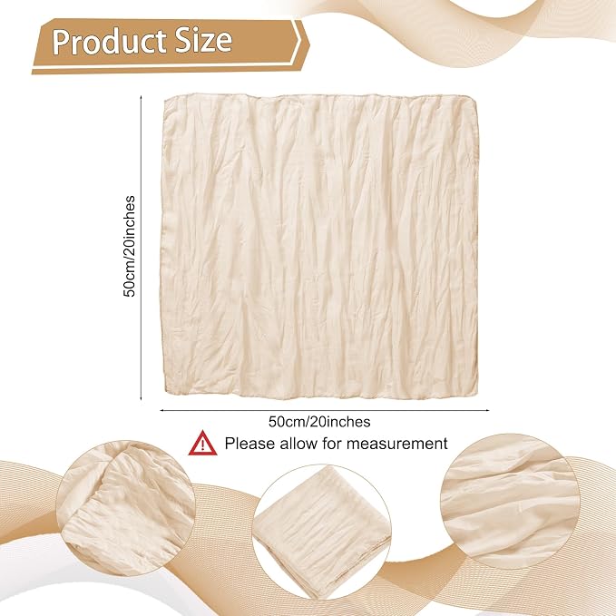 LZY 60 Pack Gauze Cheesecloth Napkins 20x20 Inch Dinner Cloth Napkins, Soft Boho Table Napkins Rustic Wrinkled Cheese Cloth Napkins Bulk for Wedding Party Baby Shower Event Decor (Ivory) - Image 2