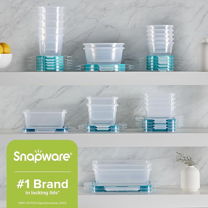 Snapware Plastic Total Solution (21-Pack) Large Food Storage Containers Set, Meal Prep Containers with Plastic BPA-Free Lids & 4 Locking Tabs, Microwave, Dishwasher, and Freezer Safe - Image 7