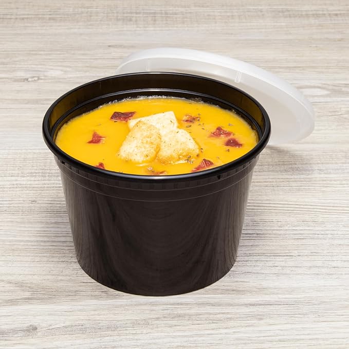 Karat [16oz - 240 ct Black PP Injection Molded Round Deli Containers with Lids (FP-IMDC16-PPB) - Image 3