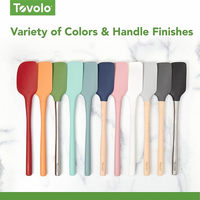 Tovolo Stainless Steel Handled Silicone Spatula Set of 5 Pink Sorbet, Dishwasher Safe Kitchen Spatula Set for Cooking Baking, Non Toxic BPA Free Silicone Spatula set with Metal Steel Handle - Image 4