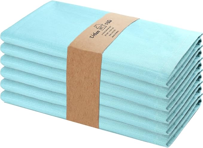 Urban Villa Cloth Napkins Cotton 20x20 (Set of 6) Aqua by CottonTrends