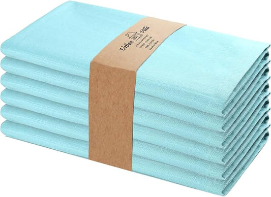 Urban Villa Cloth Napkins Cotton 20x20 (Set of 6) Aqua by CottonTrends