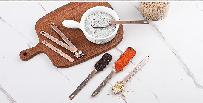 Copper Measuring Cups and Spoons Set 17 for Dry & Liquid, Metric & Us Stainless Steel Measuring Cups and Spoons Set with Leveler for Kitchen & Baking with 3/4 & 2/3 Measurer Cup - Image 8
