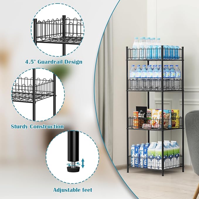 OYEAL Water Bottle Storage Holder 4 Tier Can Organizer for Pantry, Large Capacity Soda Can Organizer for Kitchen Party Organizers and Storage, Tumbler Mug Cup Holders - Image 3