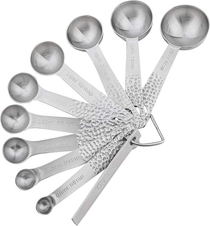 Measuring Cups and Spoons set, 18/8 Stainless Steel Measuring Cups and Spoons, Metal Measuring Tools for Kitchen & Baking, Metric & US Measure Cups and Spoons Set for Dry & Liquid - Image 3