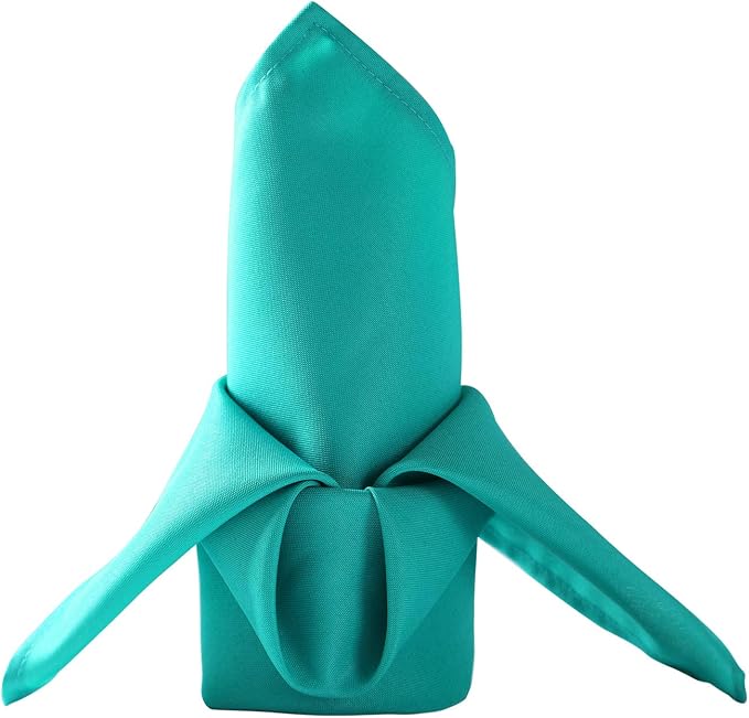 50pcs Polyester Cloth Napkins - 20 x 20 inch Turquoise Dinner Washable Napkins with Hemmed Edges for Restaurant/Wedding/Hotel(50,Turquoise) by Ascoza