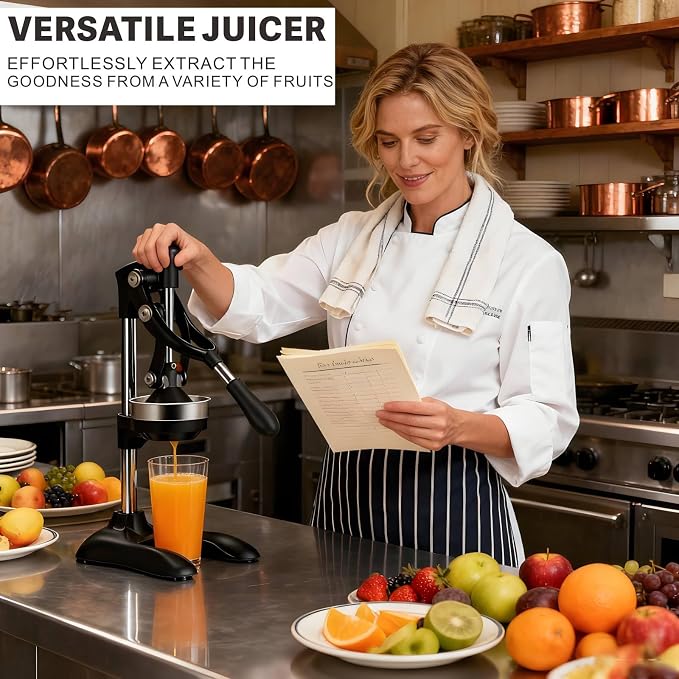Cast Iron Juicer Machines, Professional-Grade Manual Citrus Press | Stainless Steel Lemon Squeezer, Hand Lever Fruit Juicer for Orange Lemon Lime Citrus Fresh Juice, Kitchen Gadget, Black - Image 5