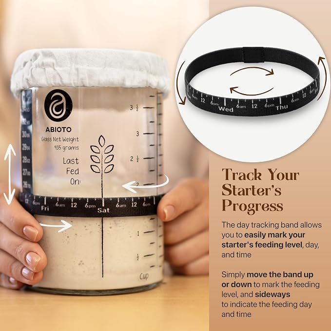 Sourdough Starter Kit with 9" Round & 10" Oval Bannetons, 34 oz Starter Jar, and Sourdough Bread Baking Supplies - Complete Sourdough Kit with Lame, Whisk, Scrapers, Slings, Mat, Spatula, Cloth Covers - Image 3