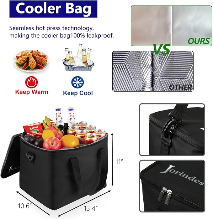 Collapsible Trunk Organizer and Storage for Car with Leak proof Cooler Bag | 3 Compartments Cargo Organizer for SUV Removable Dividers, 5 in1 Car Storage Organizer with Foldable Lid, 2 Tie-Down Straps - Image 3