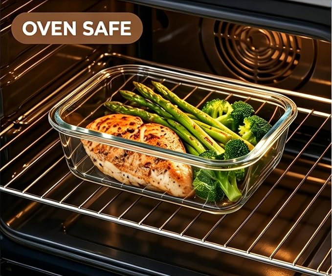 21 oz Glass Meal Prep Containers with Glass Lids, 6 Pack | Airtight Glass Glass Food Storage Containers, Non Toxic Glass Lunch Containers for Leftovers, Microwave, Oven, Freezer - Image 8