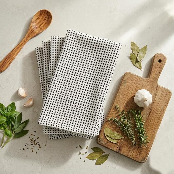 Urban Villa Kitchen Towels Cotton Dish Towels 20”x30” (Set of 6) Grey White - Image 9