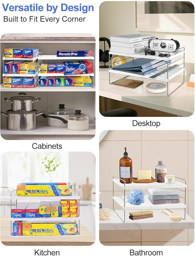 Cirhy Expandable Foil and Plastic Wrap Organizer, 3-Tier, 9.8-15.6 in | Adjustable Pantry Organizers and Storage, for Tin Foil, Ziplock Box & Saran Wrap, Cabinet or Countertop Organization - Image 6