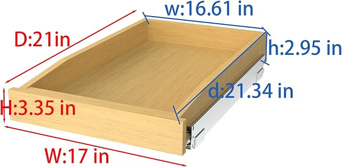 Wooden Pull out Cabinet Organizer 17" W x 21" D x 3.35" H, Heavy Duty Slide Out Drawers Pull-Out Home Organizers for Kitchen Cabinets - Image 2