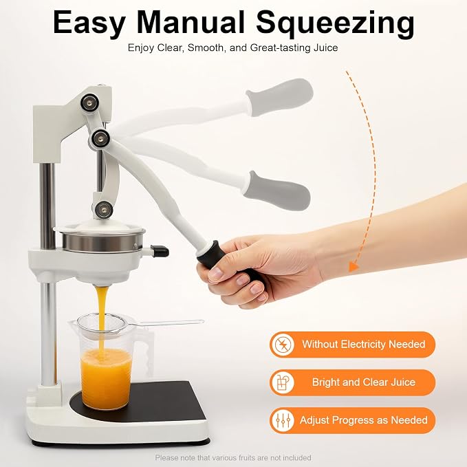 Manual Juicer, Commercial Stainless Steel Hand Press Citrus Juicer with Double Press Heads, Heavy Duty Orange Lemon Squeezer for Fresh Orange Lemon Pomegranate Watermelon, Silver - Image 3