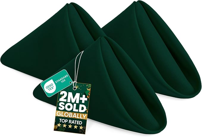 Utopia Home [12 Pack, Hunter Green] Cloth Napkins 20x20 in, 100% Polyester | Hemmed Edges, Washable and Reusable Ideal for Parties, Weddings and Dinners by UTOPIAHOME