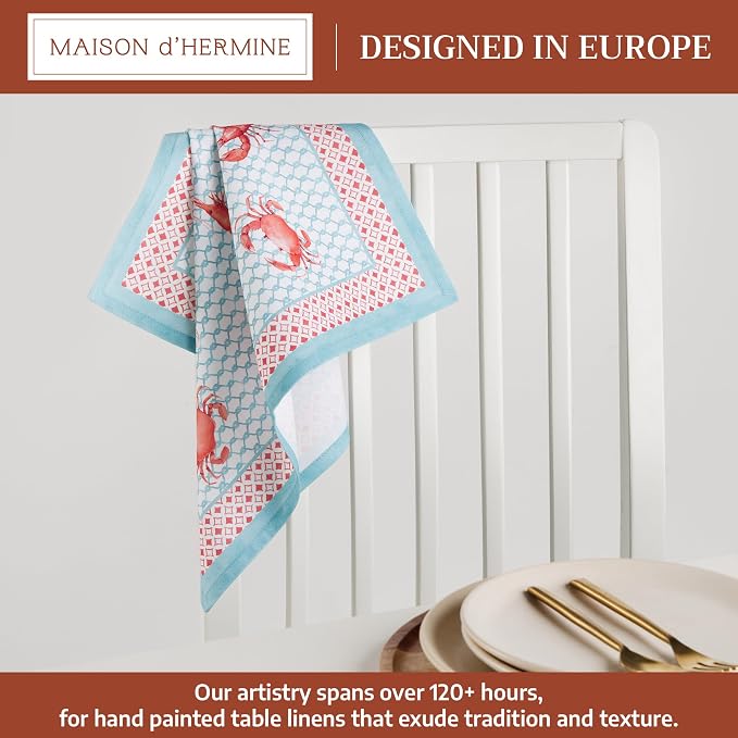 Maison d' Hermine Cloth Napkins Set of 4 Reusable 100% Cotton (18" x 18") | Everyday Square Napkins Cloth Washable Dinner Party Wedding Restaurant Hotel Kitchen Spring Summer - Lobster Love - Image 2