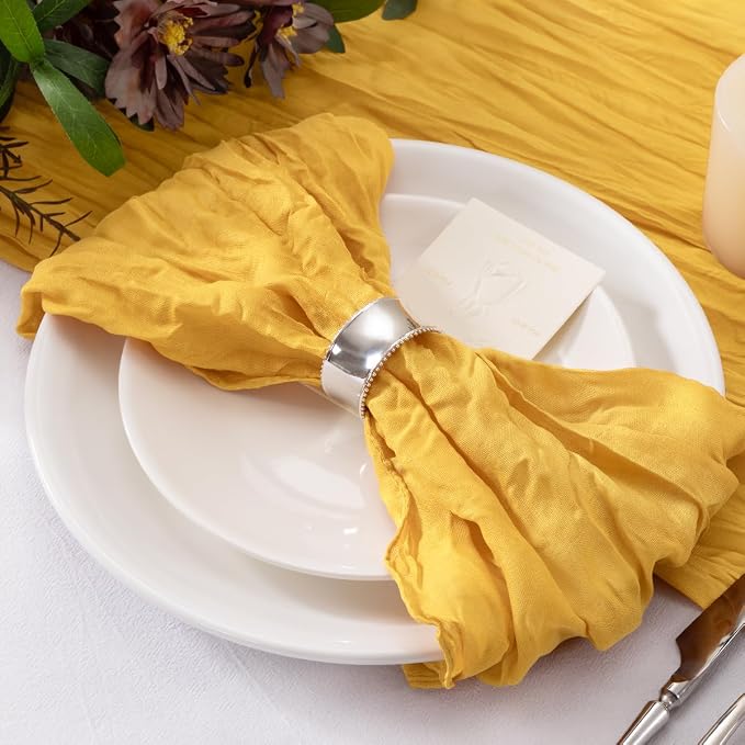 Cheesecloth Napkins Gold Cloth Napkins Table Napkin Bulk,Set of 20 | 21''x21'',Washable Boho Table Gauze Fabric Napkins,for Wedding Baby Bridal Shower Dinner Party Decor - Image 4