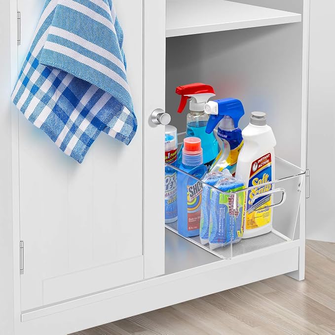 Sorbus Medium Clear Plastic Storage Bins for Shelves, Clothes, with Handle - Clear Storage Bins, Drawer, Shelf, Closet, Pantry, Fridge, Freezer Organizer Bins, Closet Organizers and Storage (2 pack) - Image 6
