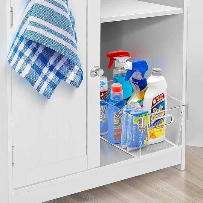 Sorbus Medium Clear Plastic Storage Bins for Shelves, Clothes, with Handle - Clear Storage Bins, Drawer, Shelf, Closet, Pantry, Fridge, Freezer Organizer Bins, Closet Organizers and Storage (4 pack) - Image 6