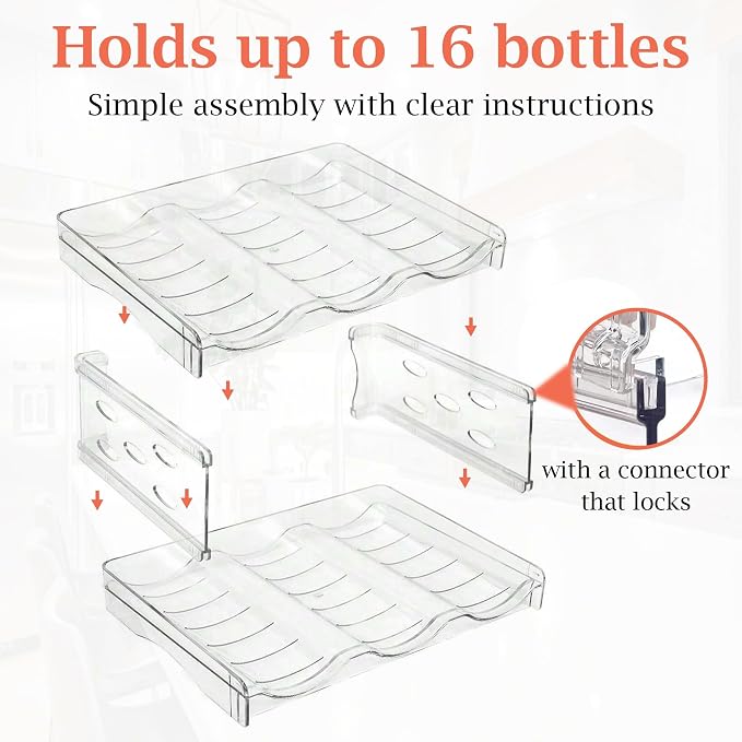Stackable 4-Tier Water Bottle Organizer, Large Compartments for Kitchen, Cabinet Bottle Holder, Space-Saving Design - Image 2