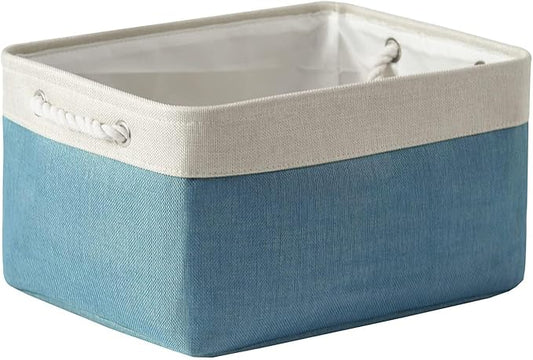 Fabric Storage Bin with Handles,Storage Basket for Home Storage and Organization, Shelf Basket with Cover for Living Room Bedroom Closet（White & Green Large,15.7L*11.8W*8.3H by TheWarmHome