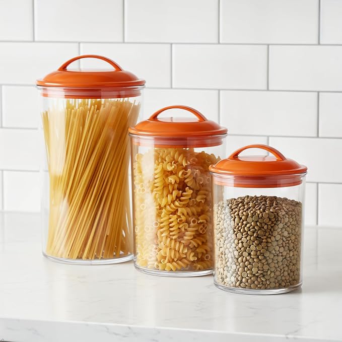 Calypso Basics by Reston Lloyd Acrylic Storage Canisters, Set of 3, Orange - Image 10