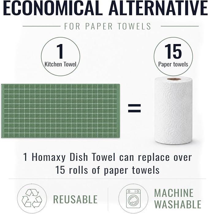 Kitinjoy 100% Cotton Terry Kitchen Towels, 13”x 28”, 8-Pack, Grass Green | Checkered Designed, Ultra Soft Absorbent Quick Drying Dish Towels - Image 8