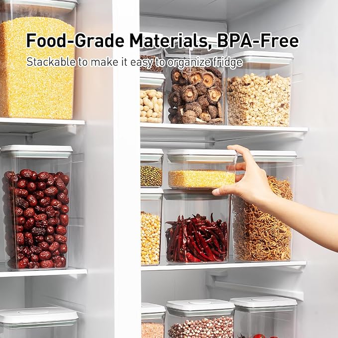 Food Storage Containers with Lids,2.9Qt 2Pcs Airtight Pop Food Storage Containers, BPA-Free Stackable Kitchen Pantry Organizers and Storage, One Button Opening Flour and Sugar Container Sets - Image 4