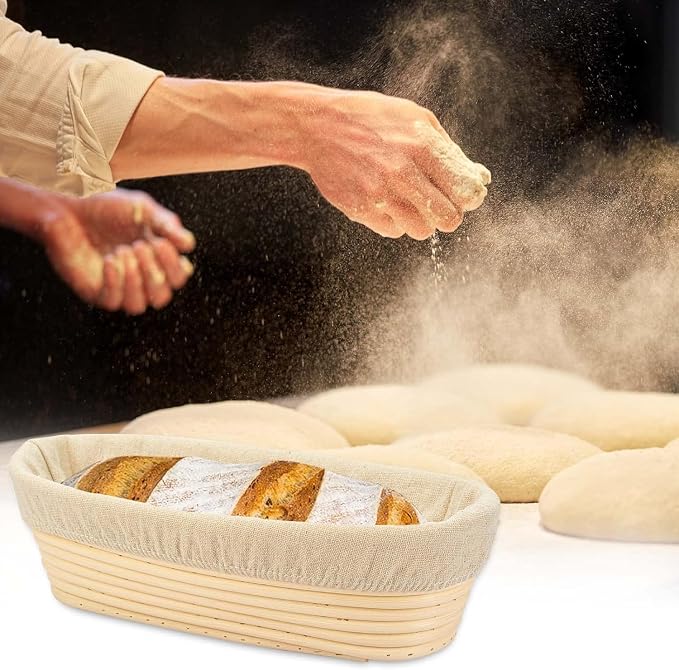 2PACK 12 inch Oval Bread Proofing Basket Banneton Bread Dough Proofing Rising Rattan Basket & Liner for Baking Bread Making - Image 5