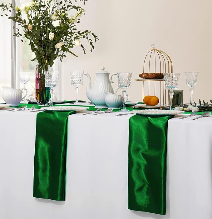 MDS® Pack of 150 Satin Napkins 12 x 12 Inch, Soft Silky Reusable Cloth Dinner Table Napkins for Wedding Décor, Reception, Birthday, Parties, Banquets, Catering, Restaurants & Hotel - Green - Image 5