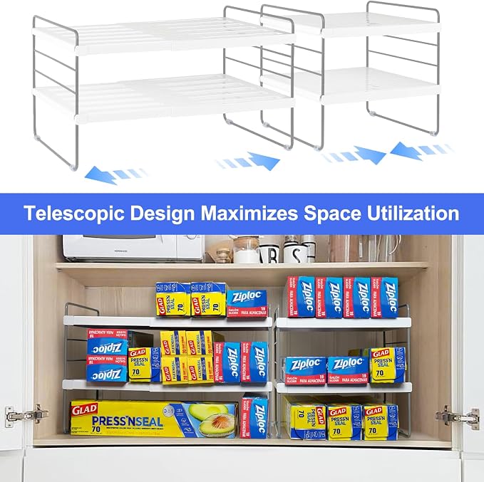 Cirhy Expandable Foil and Plastic Wrap Organizer, 3-Tier, 2-Pack | Adjustable Pantry Organizers and Storage , for Foil, Food Storage Bags and Wrap, Cabinet or Countertop Organization - Image 4