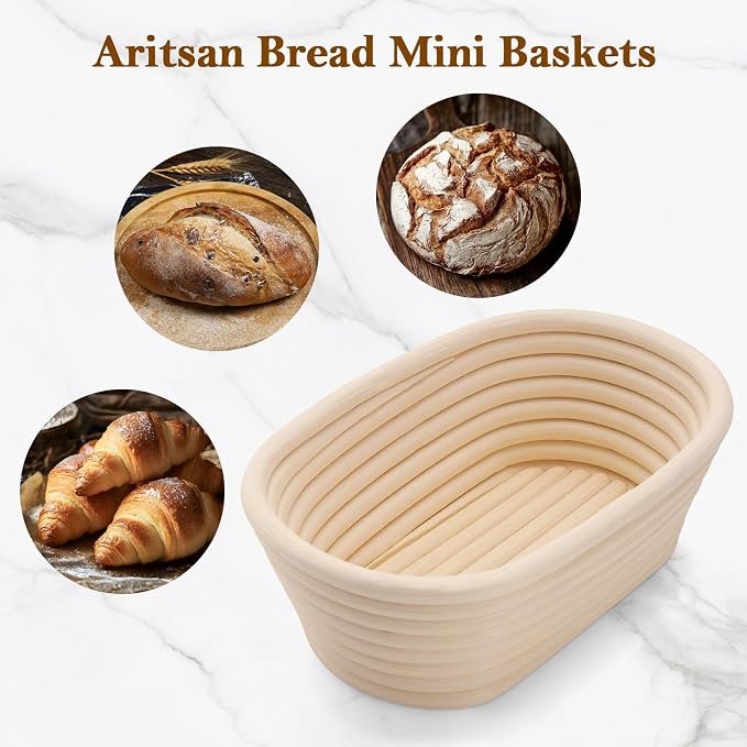 6.5 Inch Banneton Bread Proofing Basket Oval Mini Banneton Basket Set of 6, Small Sourdough Proofing Basket with Liner Rattan Sourdough Baking Supplies for Home Bread Baking - Image 8
